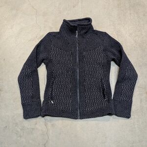 Marmot Wool Blend Fleece Sweater Full Zip Geometric